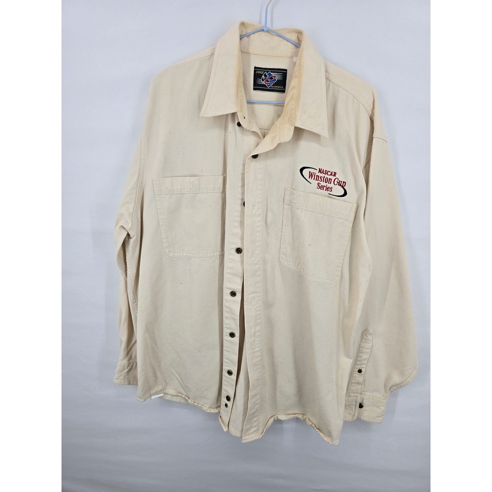 Chase Authentics NASCAR Winston Cup Series Shirt Mens XL Cream Twill Button Down